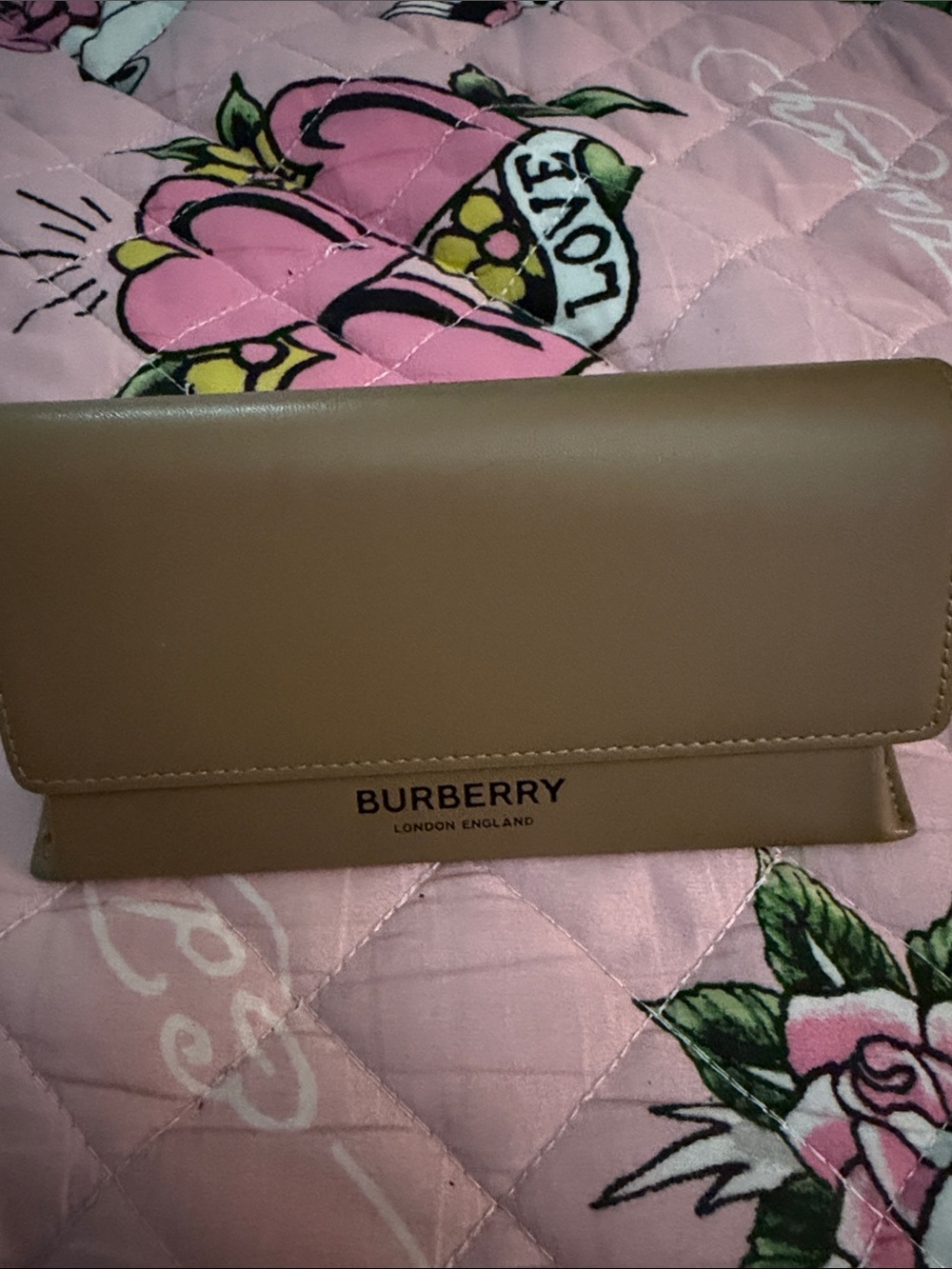 Burberry Tan Leather glasses case